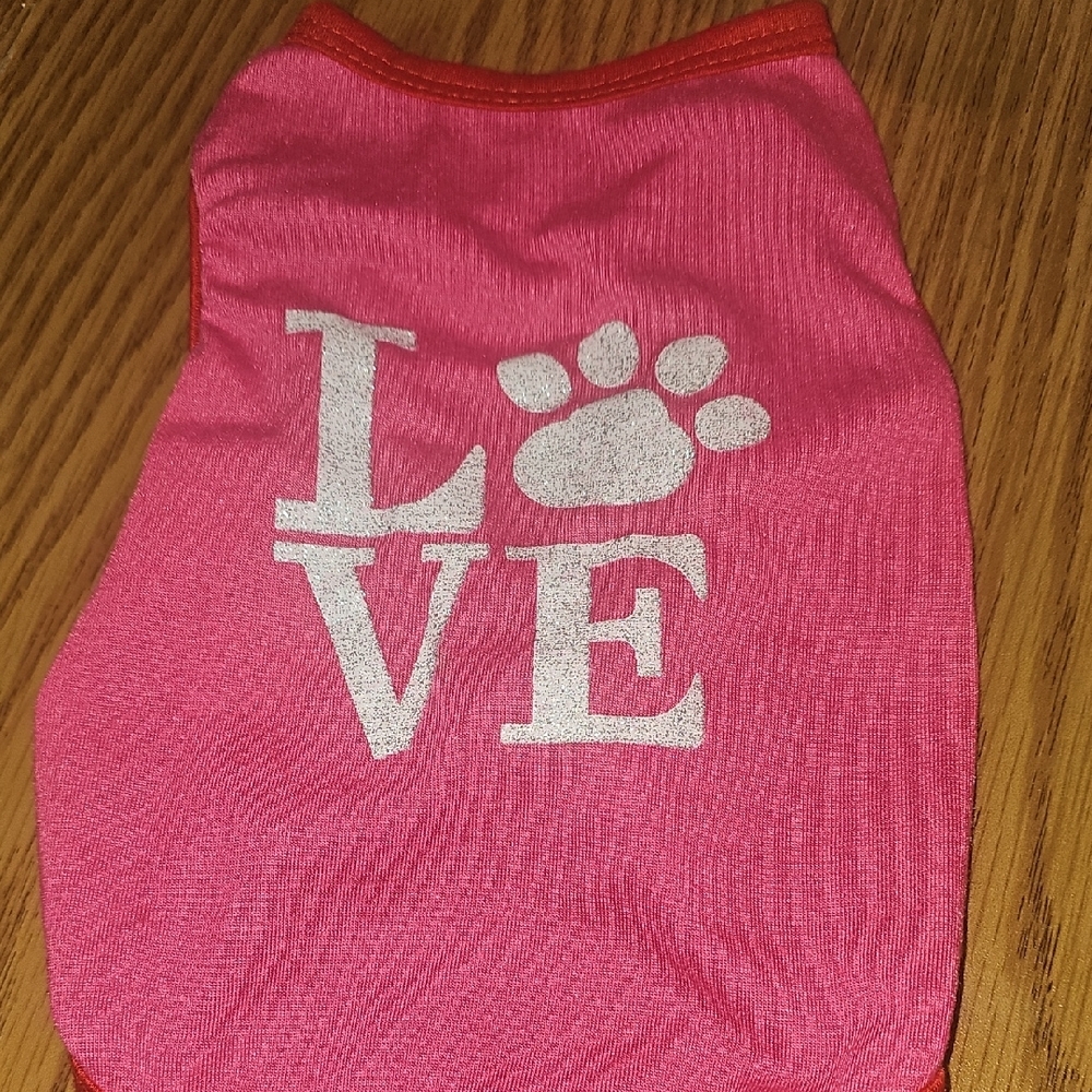 Born To Be Loved Pink Shirt with Paw Print Love Size Small